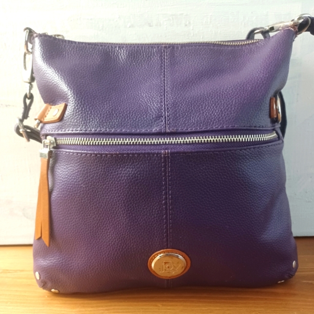 Joy Mangano Purple Leather Pebble Crossbody Bag